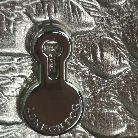 London Fog Gold Metallic Linen Snakeskin Tote Large Bag Purse Preppy Chic Summer - Picture 3 of 14